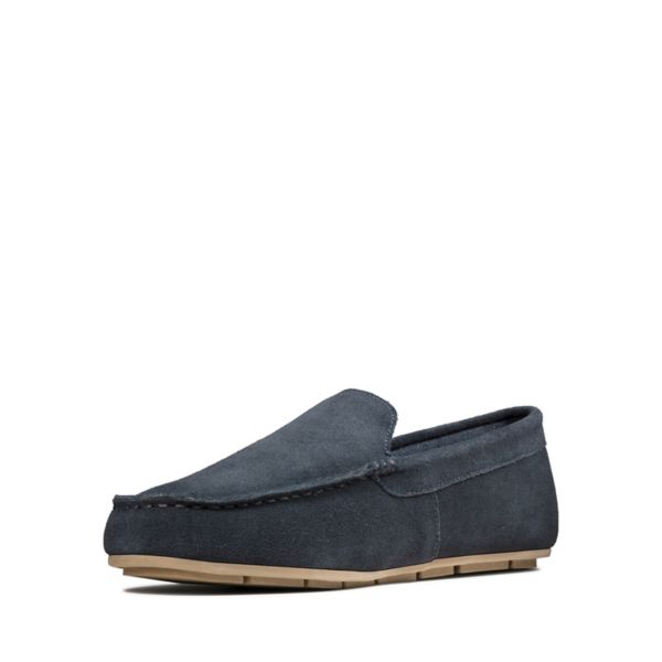 Clarks Mens Interior Cheer Slippers Navy | CA-9482506